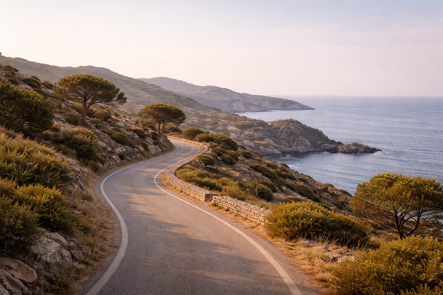 Carretera costera de la Costa Brava con vistas al Mediterráneo